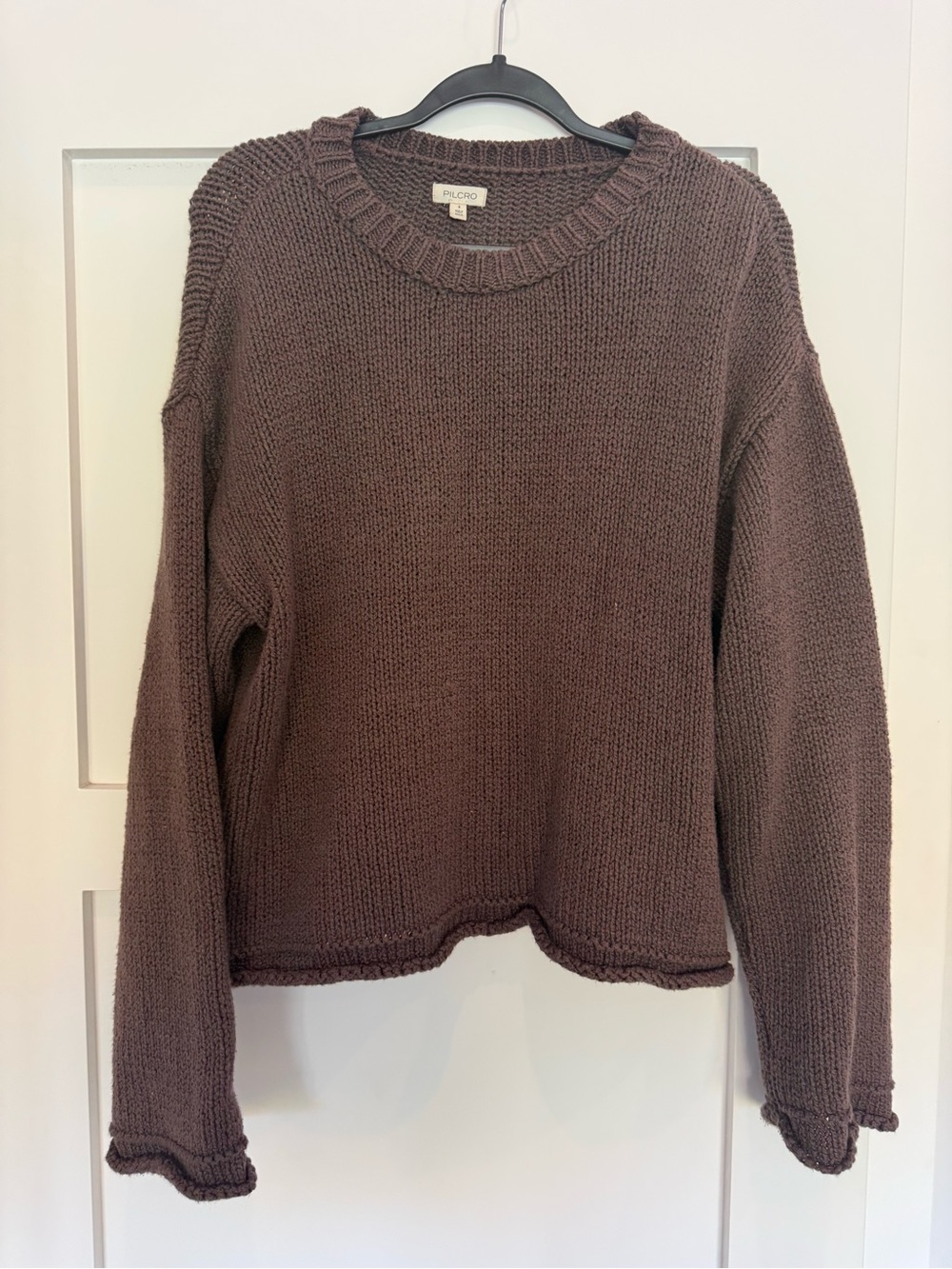 Pilcro Chunky Scoopneck Sweater in Cocoa Brown